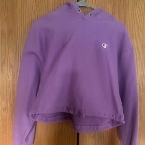Champion Women's‎ Crop Hoodie Purple Size medium